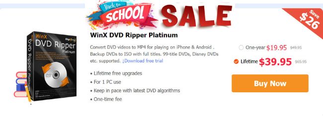 WinX DVD ripper platinum back to school sale 2022