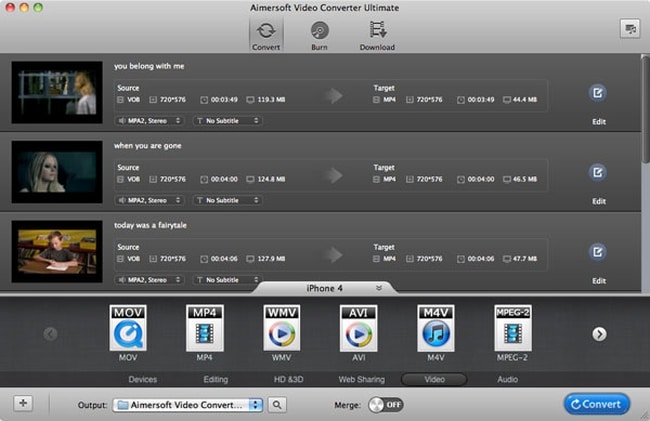 Aimersoft Video Converter Ultimate for Mac interface