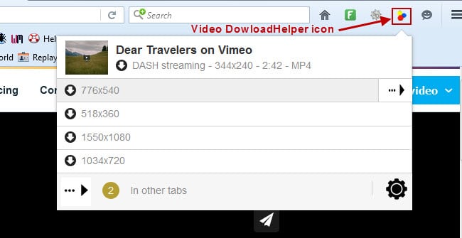 video downloadhelper icon