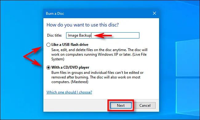 Windows 10 burn to disc