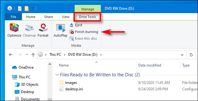 Burn a dvd on Windows 10