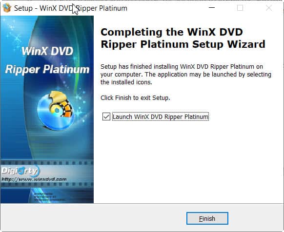 WinX dvd ripper platinum installation complete