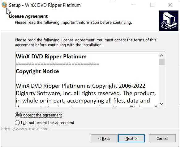 WinX dvd ripper platinum license agreement