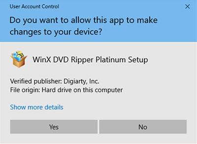 WinX dvd ripper platinum user account control