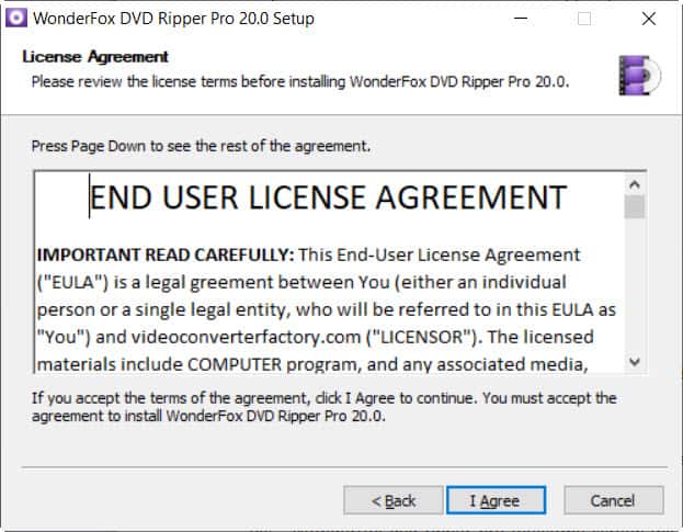 Wonderfox dvd ripper pro license agreement