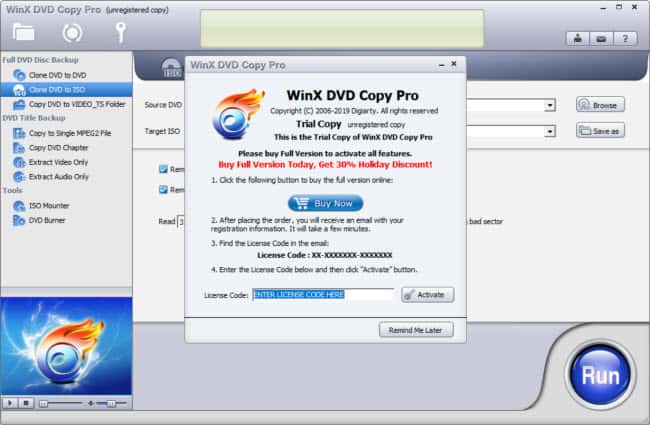 WinX DVD copy pro activate software