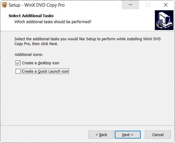 WinX DVD copy pro additional tasks