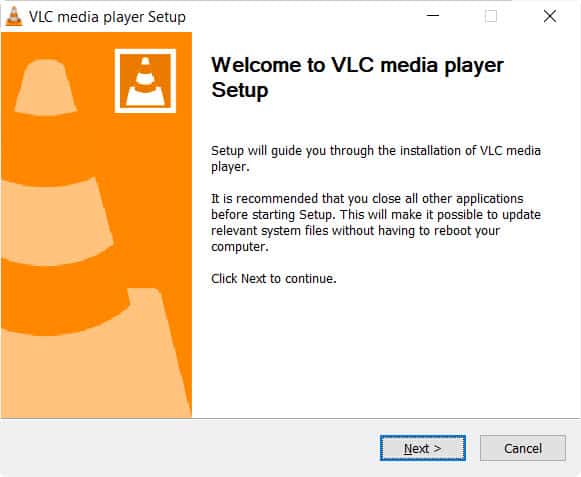 install VLC welcome screen