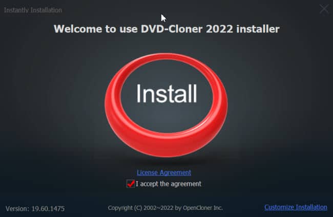 Install dvd cloner welcome screen