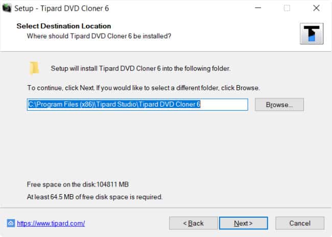 Tipard DVD cloner install location