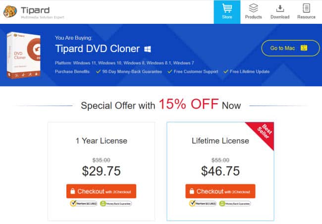 Tipard DVD cloner website link