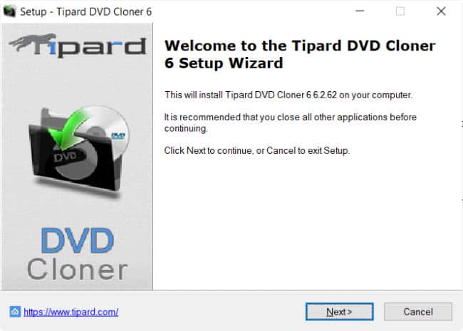 Tipard DVD cloner welcome screen