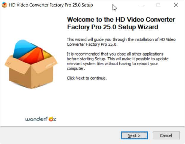 hd video converter factory pro welcome screen