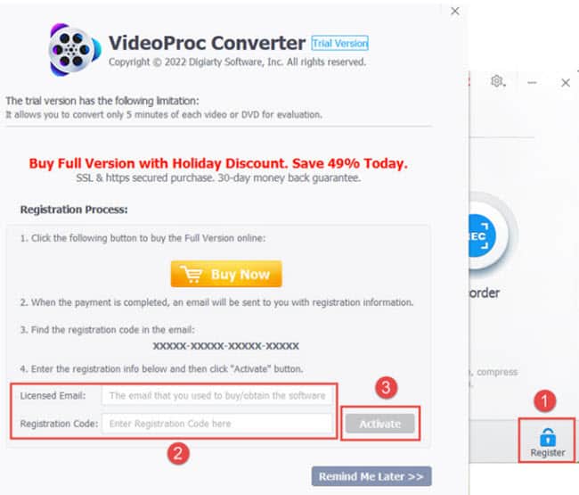 register VideoProc converter