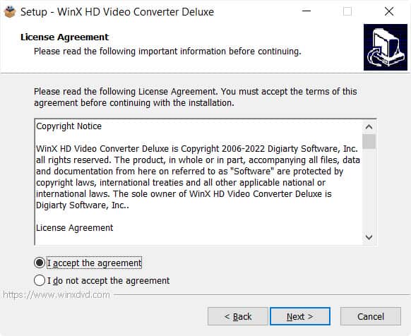 WinX hd video converter deluxe license agreement