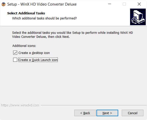WinX HD Video Converter Deluxe select additional tasks