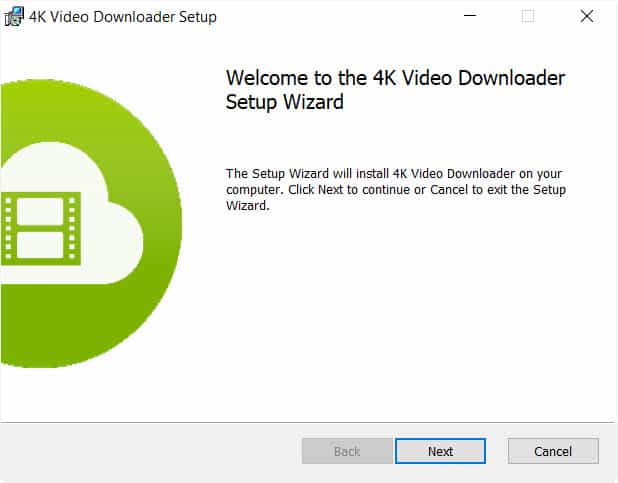 4k video downloader welcome screen