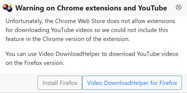 Video DownloadHelper chrome extension problem