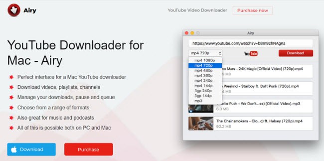 Airy Youtube downloader site