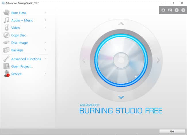 Ashampoo Burning Studio Free interface